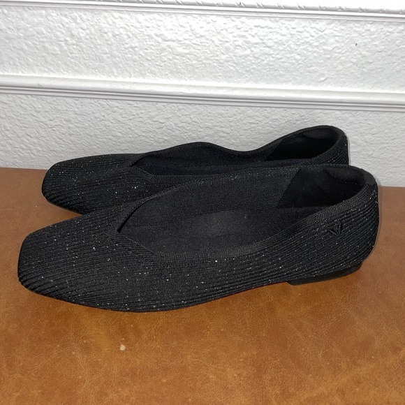 Vivaia Margot 2.0 V-Cut Square Toe Flats Black With Sparkle Size: 9 (EU 40.5) - Picture 3 of 7